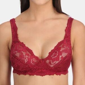 Tipsy Maroon Lace Bralette Sleep Bra Size 95CM / US Medium | M14 | Wire-Free & U